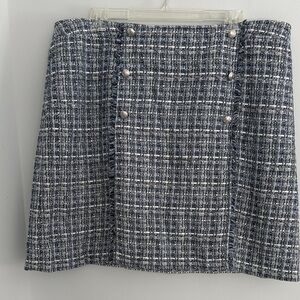 Talbots Navy and White Tweed Mini Skirt